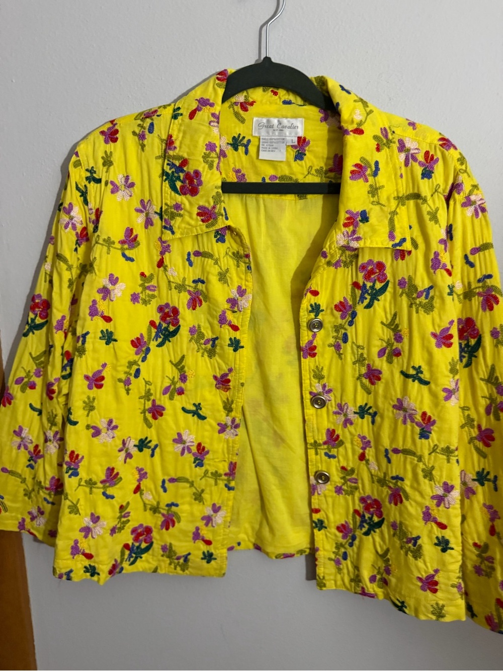 Yellow Floral Embroidered Jacket - Women’s Blazer